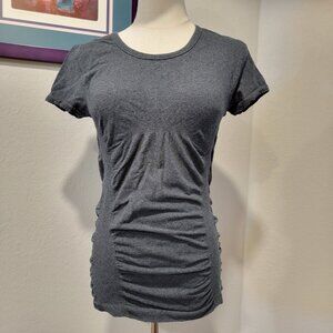Athleta - Work Out Tee, Ruched, SM, Grey.  Excellent Condition!